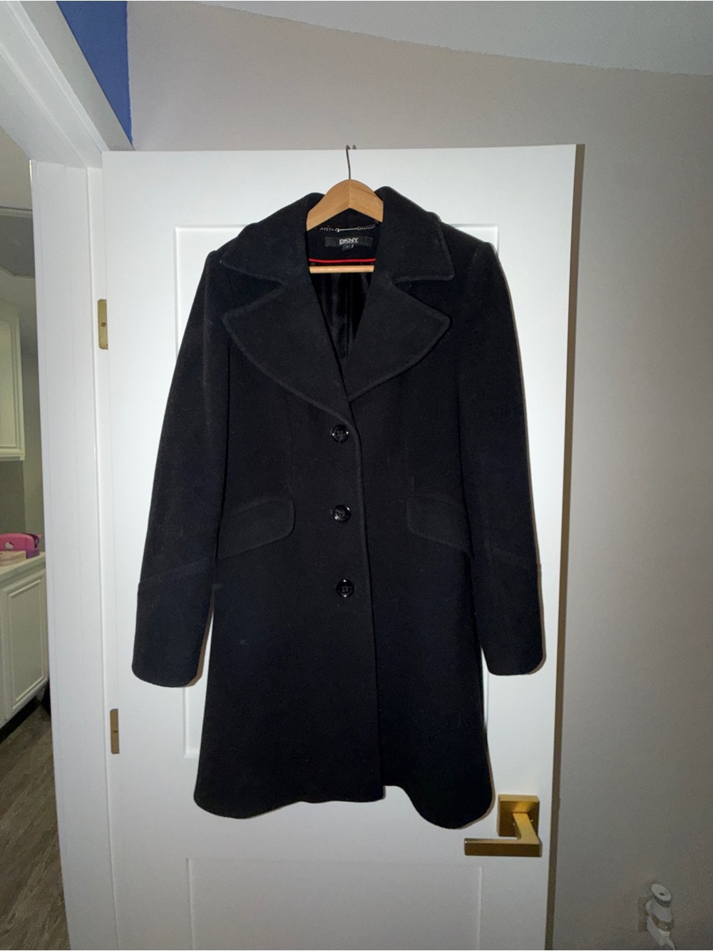 Vintage DKNY Black Wool Pea Coat